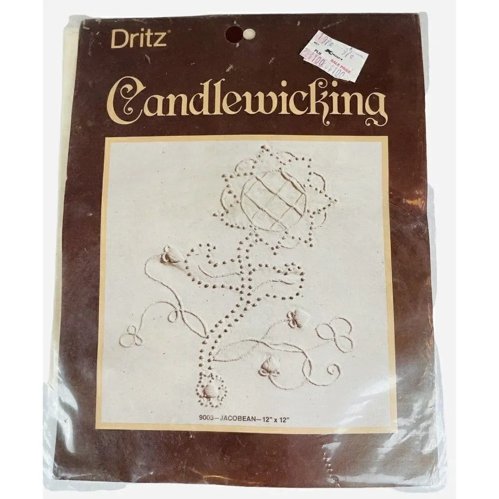 NOS Vintage 1980s Dritz Candlewicking Kit 9003 Jacobean Craft Cottagecore Flower